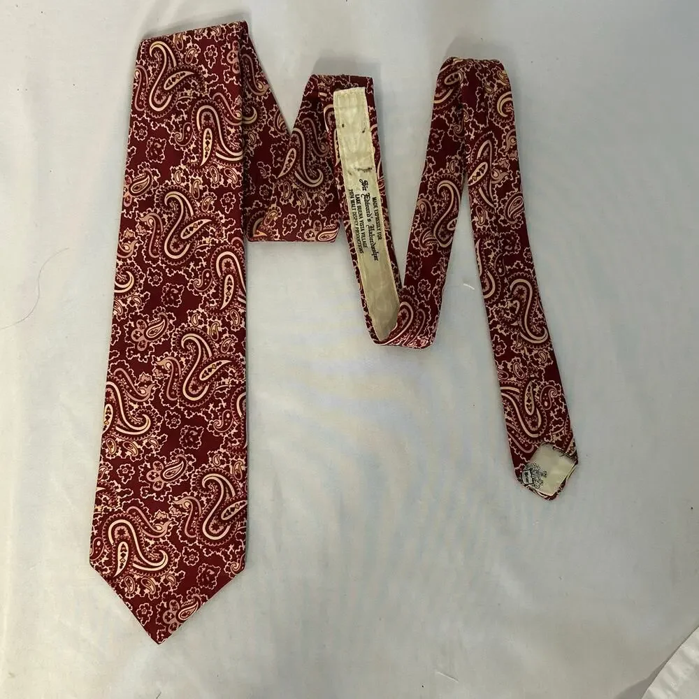 Vintage 1974 Walt Disney World Sir Edward’s Haberdasher Paisley Necktie USA